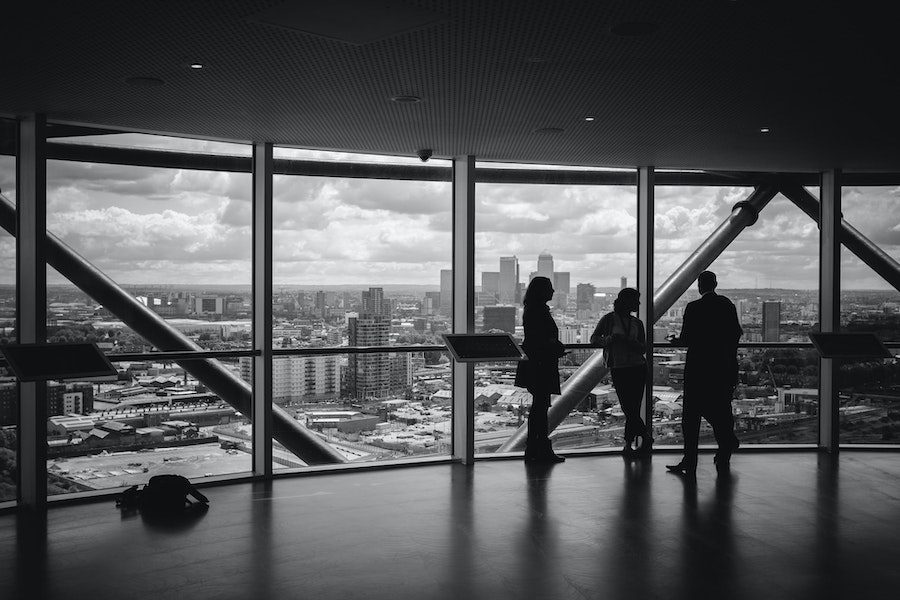 three people meeting